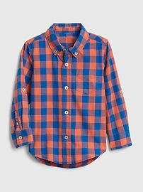 View large product image 3 of 3. Toddler Poplin Plaid Convertible Shirt