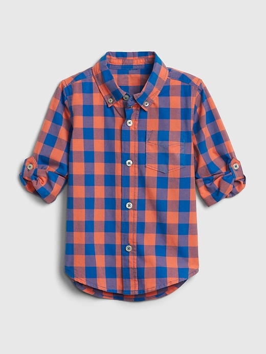 View large product image 1 of 3. Toddler Poplin Plaid Convertible Shirt