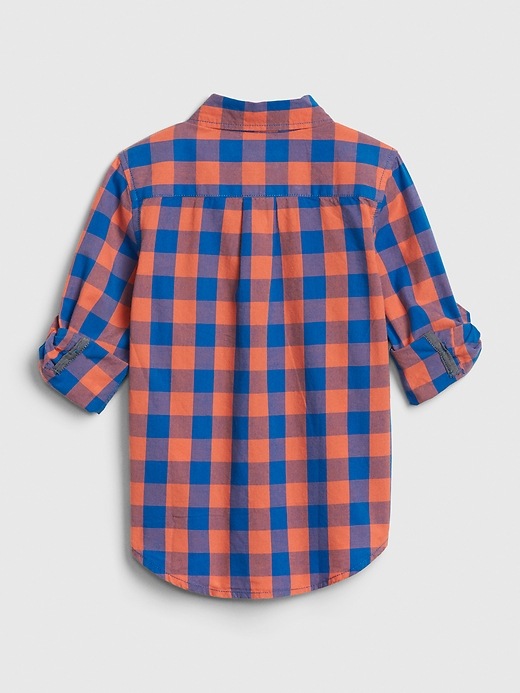 View large product image 2 of 3. Toddler Poplin Plaid Convertible Shirt