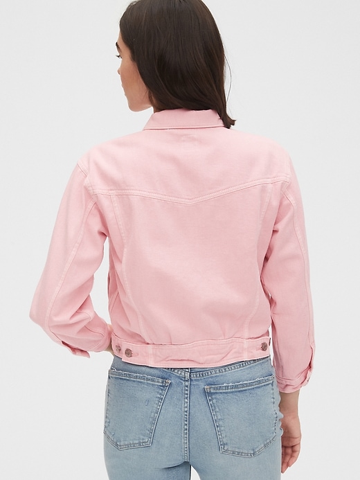 2 of 8 showing, with the color pure pink of product Crop Icon Denim Jacket