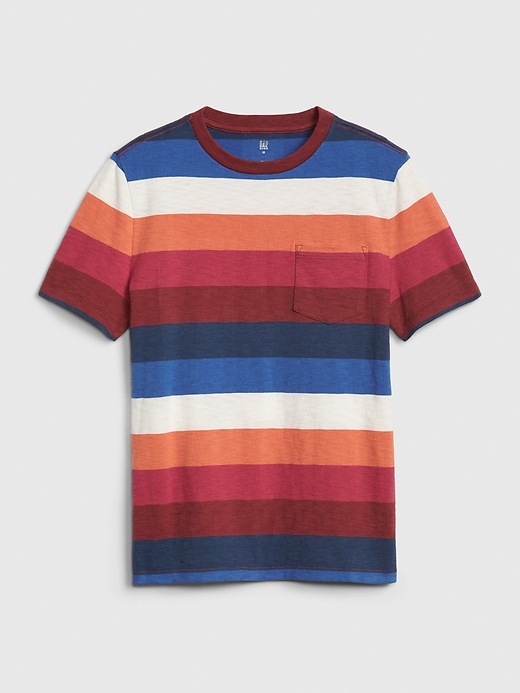 1 of 8 showing, with the color warm stripe of product Kids Pocket Short Sleeve T-Shirt