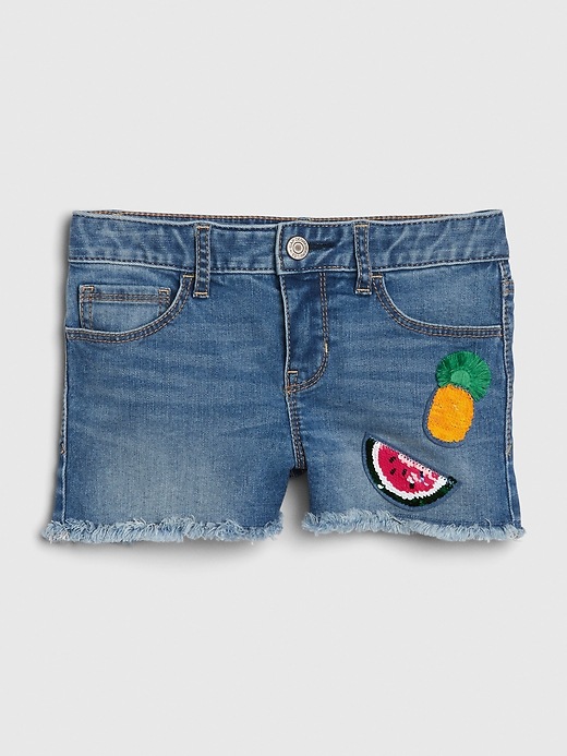 2 of 8 showing, with the color medium indigo of product Kids Flippy Sequin Shortie Shorts
