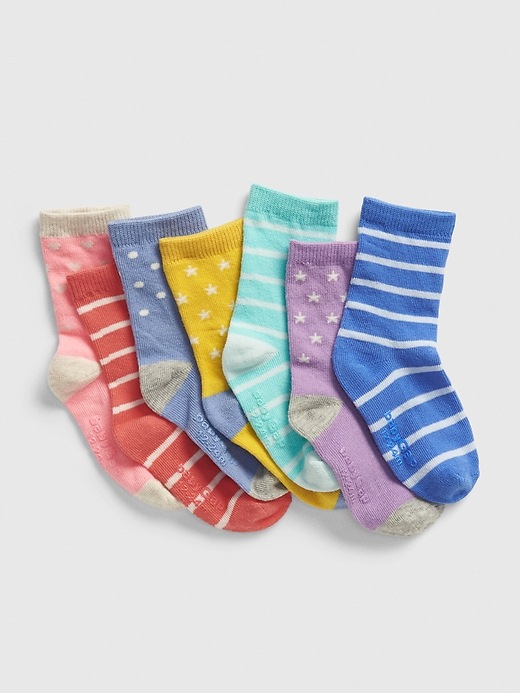 1 of 8 showing, with the color multi of product Toddler Stripe Star Crew Socks (7-Pack)