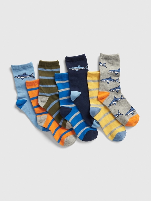 View large product image 1 of 1. Kids Shark Crew Socks (7-Pack)