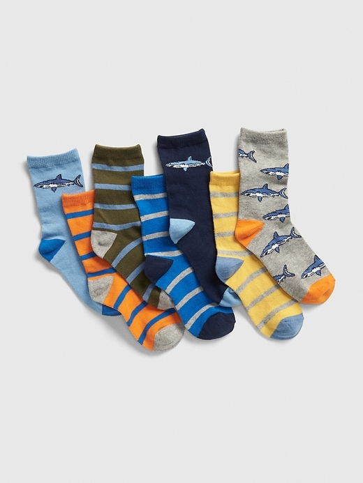 1 of 8 showing, with the color multi of product Kids Shark Crew Socks (7-Pack)