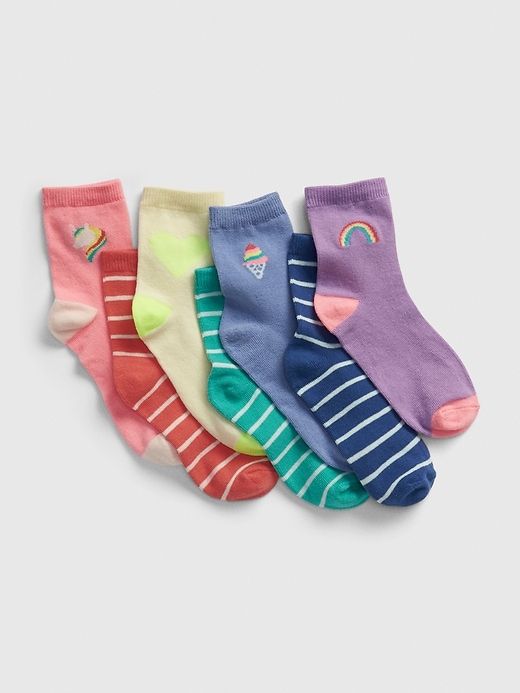 1 of 8 showing, with the color multi of product Kids Graphic Stripe Crew Socks (7-Pack)
