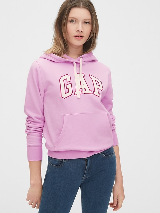 1 of 8 showing, with the color lavender pink of product Gap Logo Hoodie