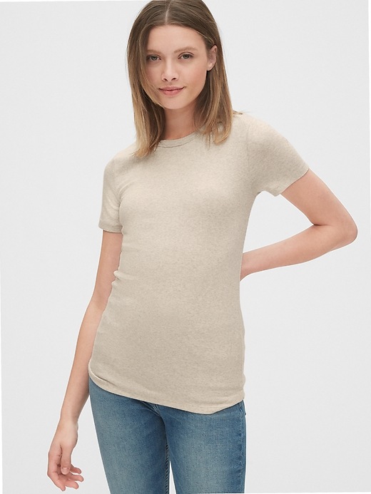 1 of 8 showing, with the color oatmeal heather of product Modern Crewneck T-Shirt