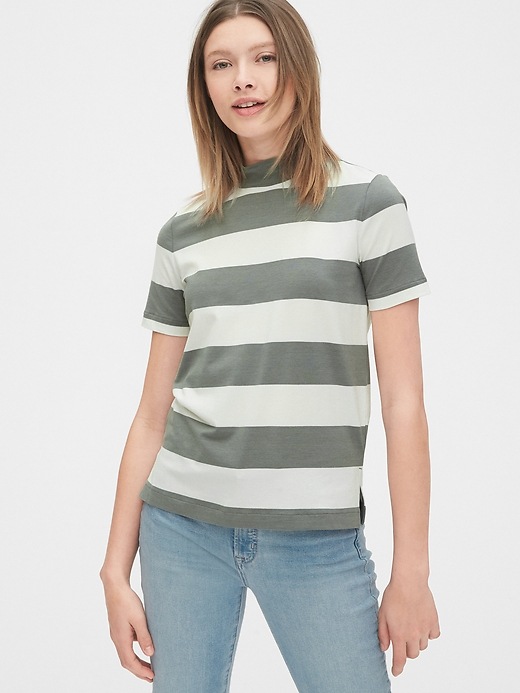 View large product image 1 of 1. Striped Mockneck Top