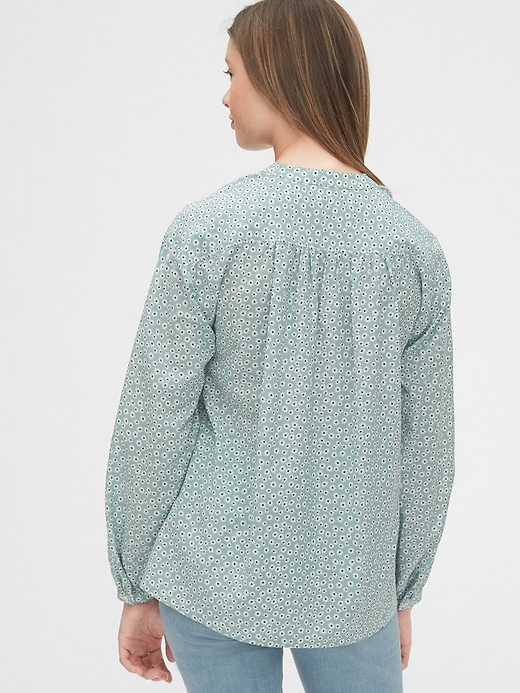 2 of 8 showing, with the color green floral of product Print Double Button Band-Collar Shirt