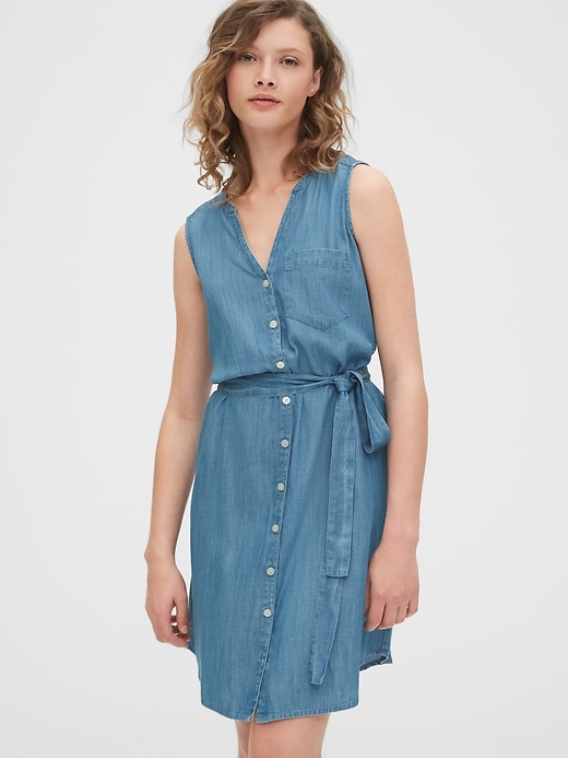 Image number 1 showing, Sleeveless Shirtdress in TENCEL&#153