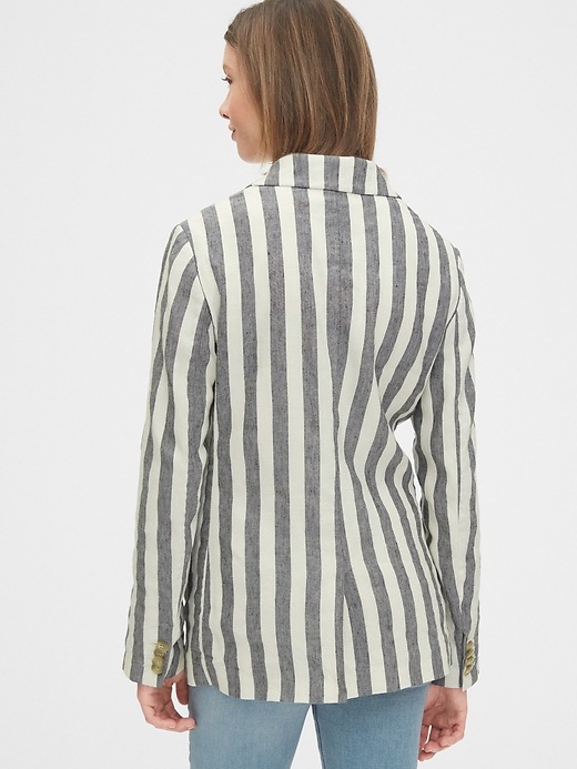 2 of 8 showing, with the color soft black stripe of product Striped Linen Blazer