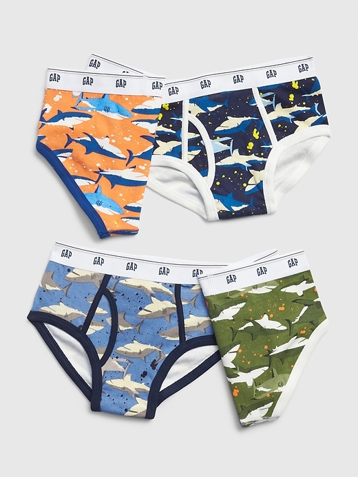 1 of 8 showing, with the color multi of product Kids Shark Gap Logo Briefs (4-Pack)