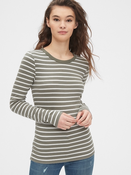 Image number 1 showing, Modern Long Sleeve Stripe T-Shirt