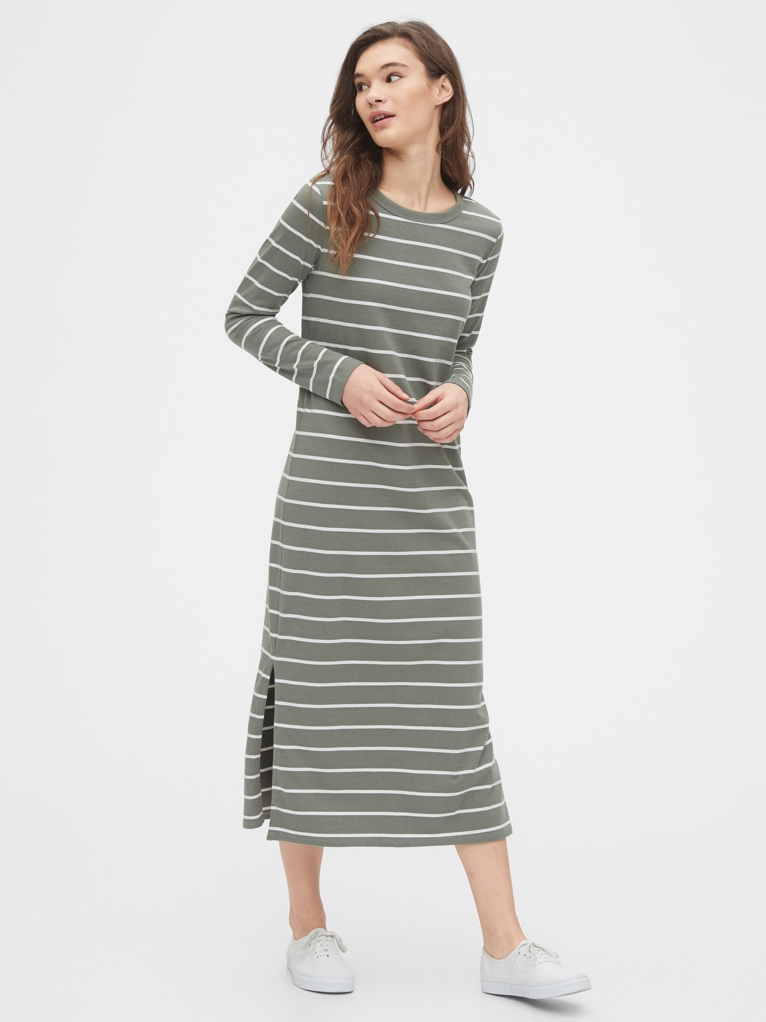 long sleeve jersey midi dress