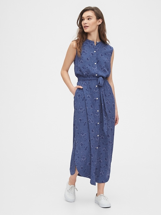 Sleeveless maxi shirt dress outlet