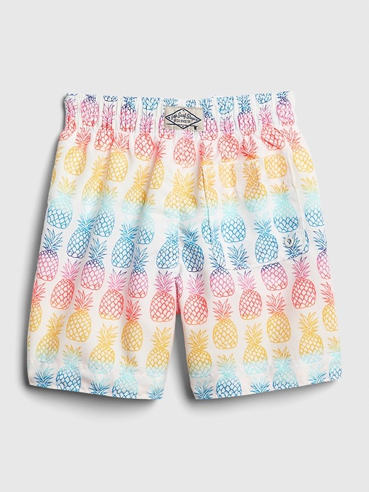 2 of 8 showing, with the color new off white of product Toddler Pineapple Swim Trunks