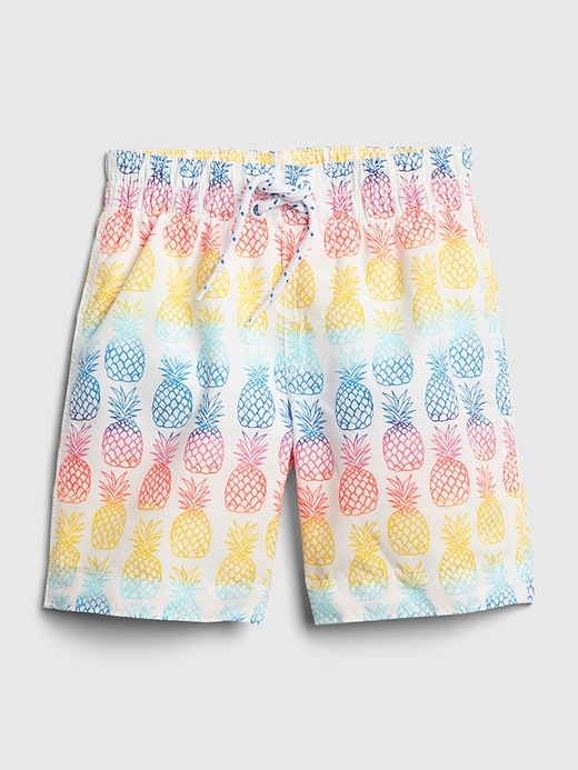 1 of 8 showing, with the color new off white of product Toddler Pineapple Swim Trunks