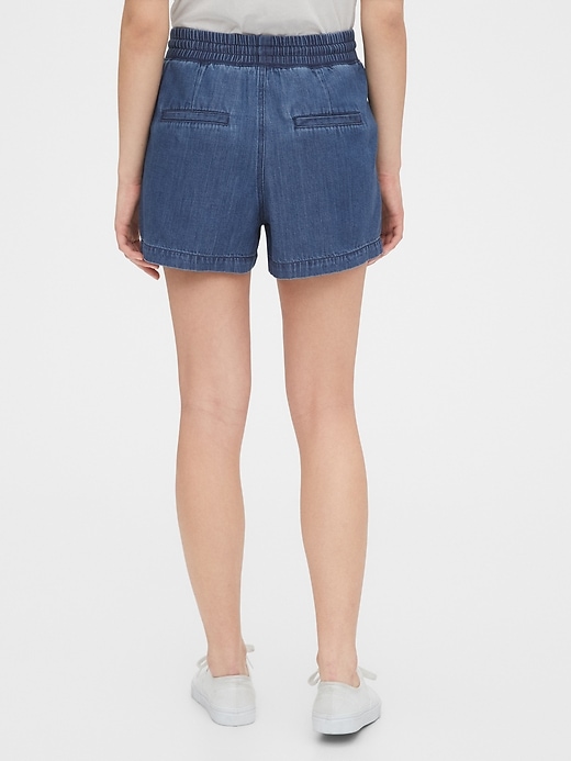 2 of 8 showing, with the color medium indigo of product Indigo Twill Shorts