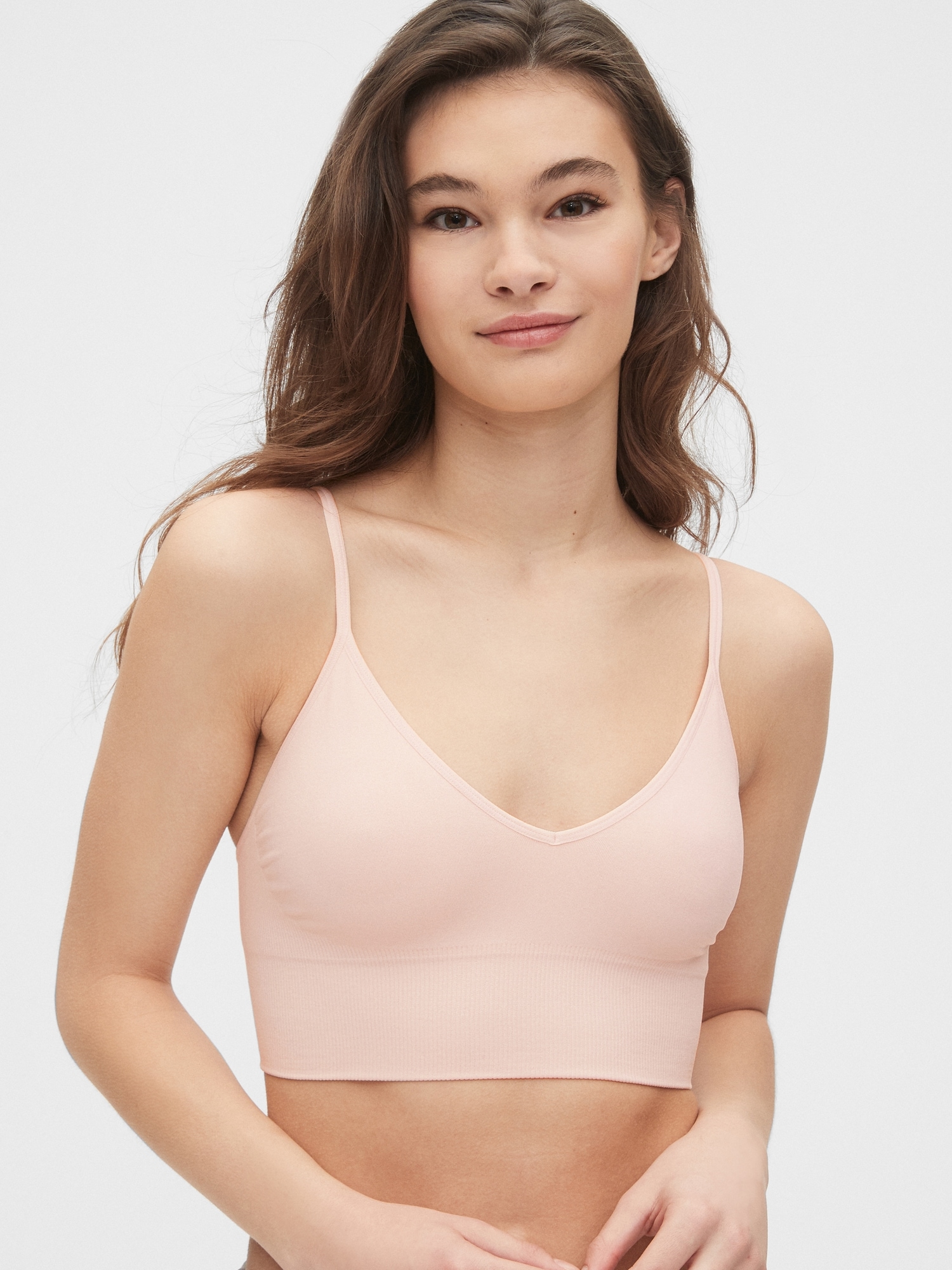 Gap Plunge Seamless Bralette In Light Pink