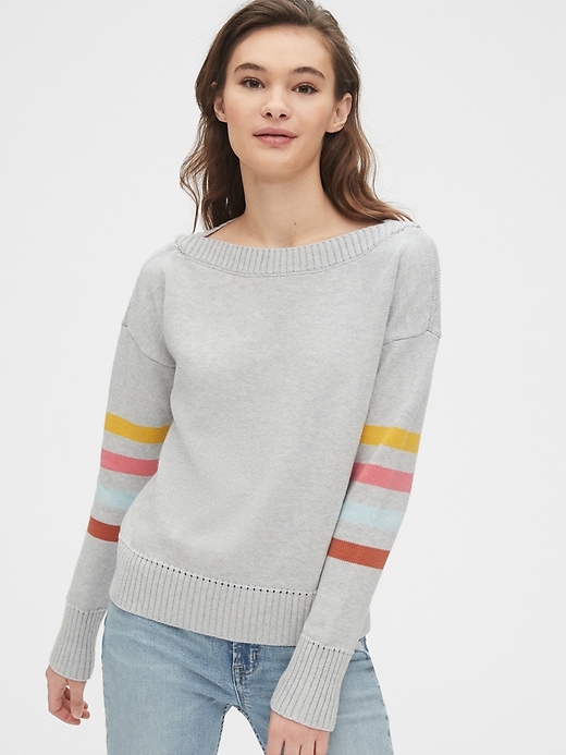 1 of 8 showing, with the color grey of product Boatneck Sweater