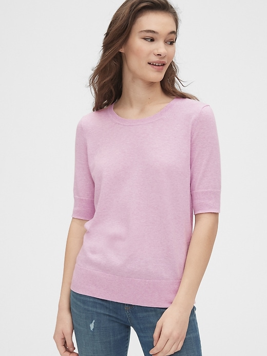 1 of 8 showing, with the color purple heather of product Crewneck Sweater in Modal