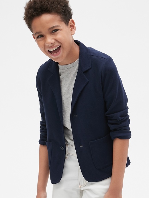 2 of 8 showing, with the color blue of product Kids Pique Blazer