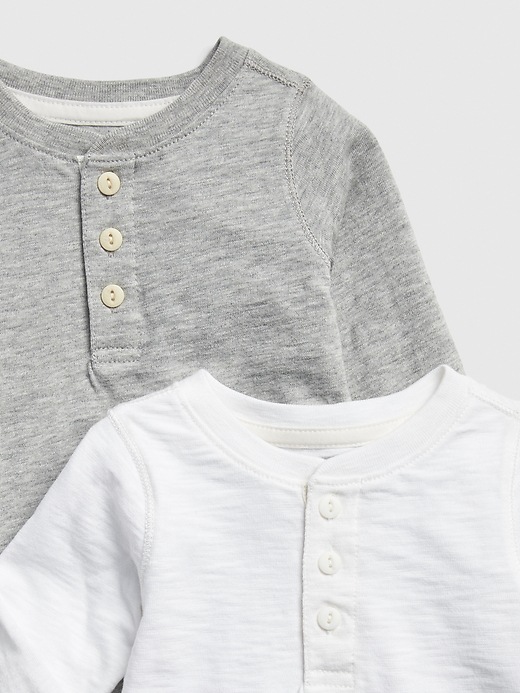 2 of 8 showing, with the color white of product Baby Henley Bodysuit (2-Pack)