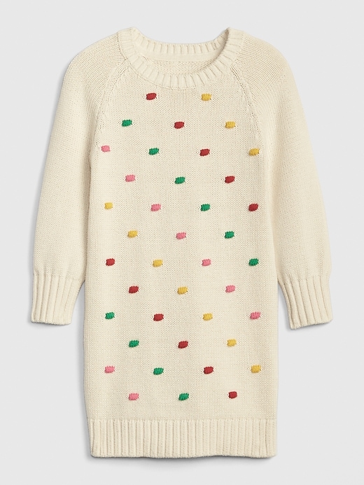 1 of 8 showing, with the color ivory frost of product Toddler Popcorn-Knit Sweater Dress