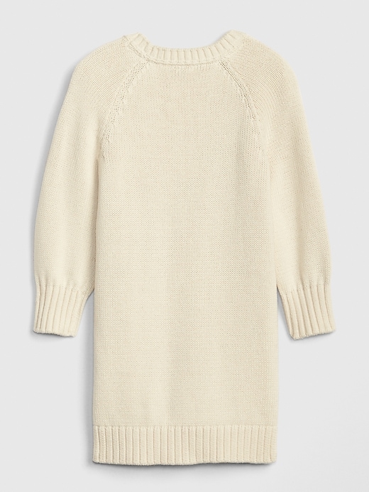2 of 8 showing, with the color ivory frost of product Toddler Popcorn-Knit Sweater Dress