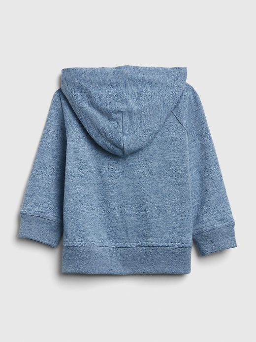 2 of 8 showing, with the color indigo heather of product Baby Indigo Hoodie Sweatshirt