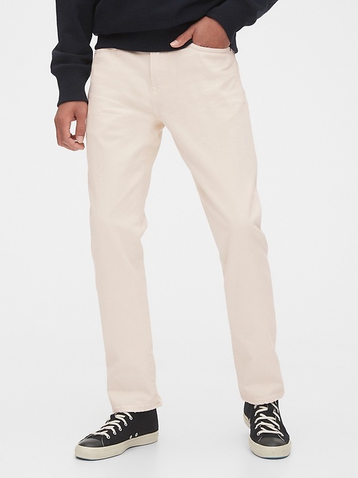 1 of 8 showing, with the color desert sand of product Garment-Dye Slim Jeans