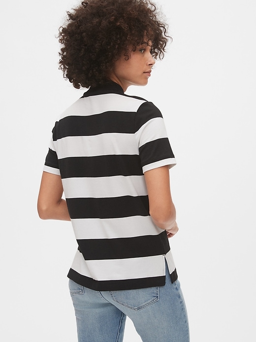 2 of 8 showing, with the color black stripe of product Striped Mockneck Top