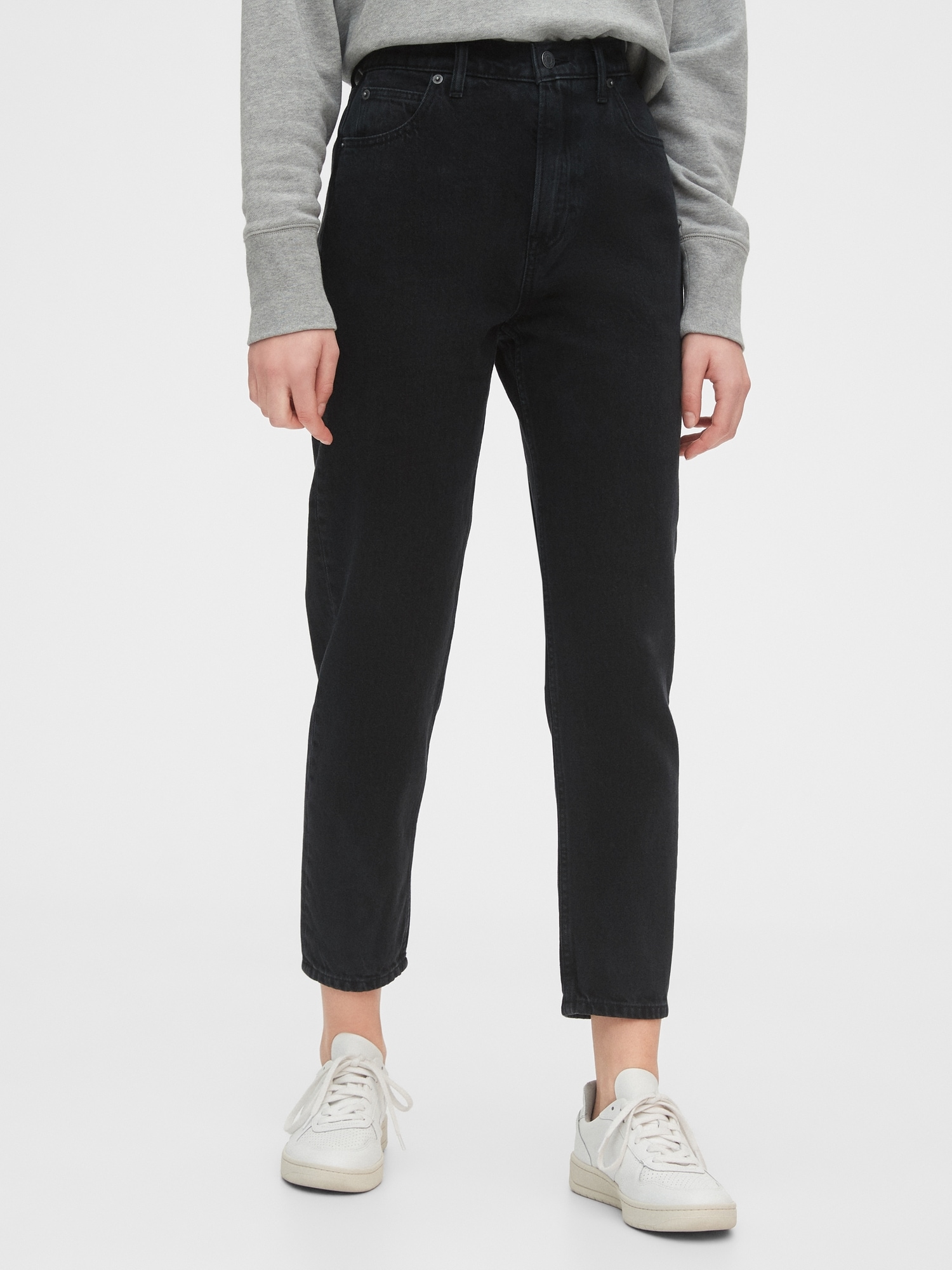 high rise mom jeans black