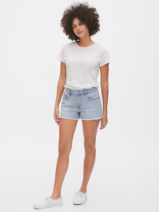 Image number 3 showing, Distressed Mid Rise Denim Shorts