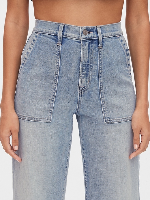 Image number 5 showing, High Rise Utility Wide-Leg Crop Jeans