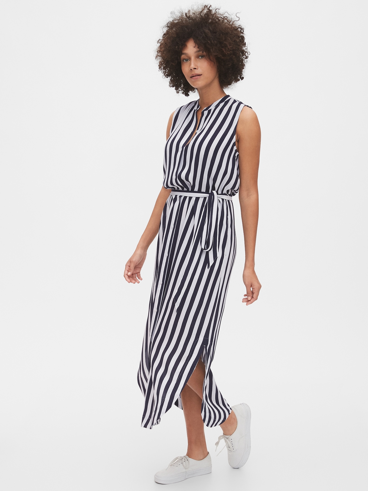 sleeveless maxi shirt dress