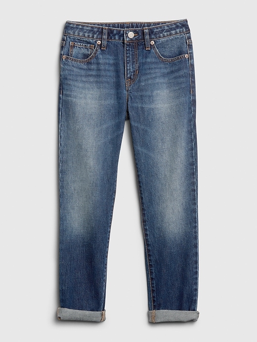 1 of 8 showing, with the color dark denim of product Kids Girlfriend Jeans