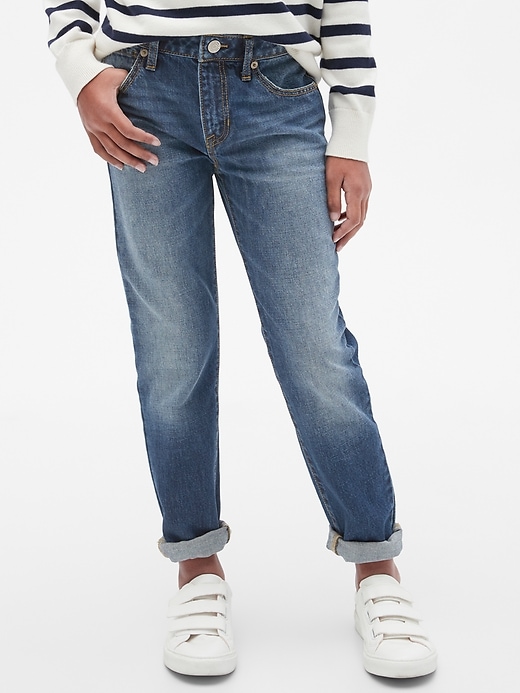 2 of 8 showing, with the color dark denim of product Kids Girlfriend Jeans
