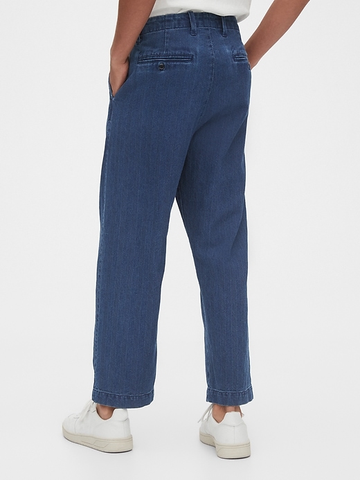 2 of 8 showing, with the color textured indigo of product Herringbone Wide-Leg  Pants