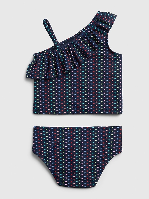 2 of 8 showing, with the color hearts of product Toddler Heart Ruffle Swim Two-Piece