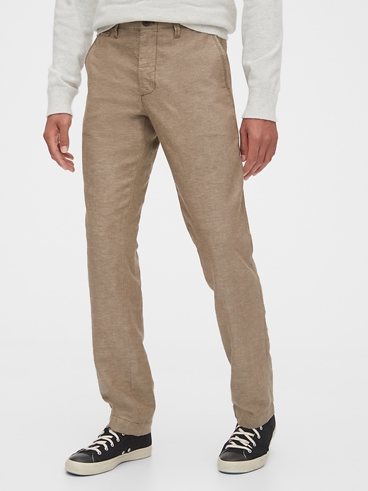View large product image 1 of 1. Linen Khakis in Straight Fit