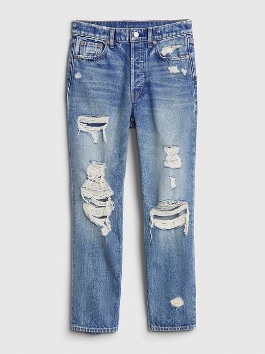 Image number 6 showing, High Rise Destructed Cheeky Straight Jeans