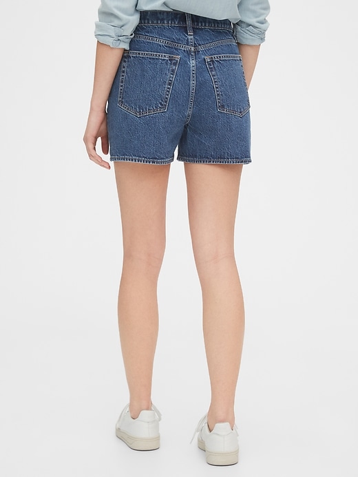 2 of 8 showing, with the color medium indigo of product Denim Mom Shorts
