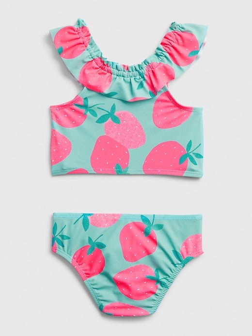 2 of 8 showing, with the color strawberry of product Toddler Berry Ruffle Swim Two-Piece