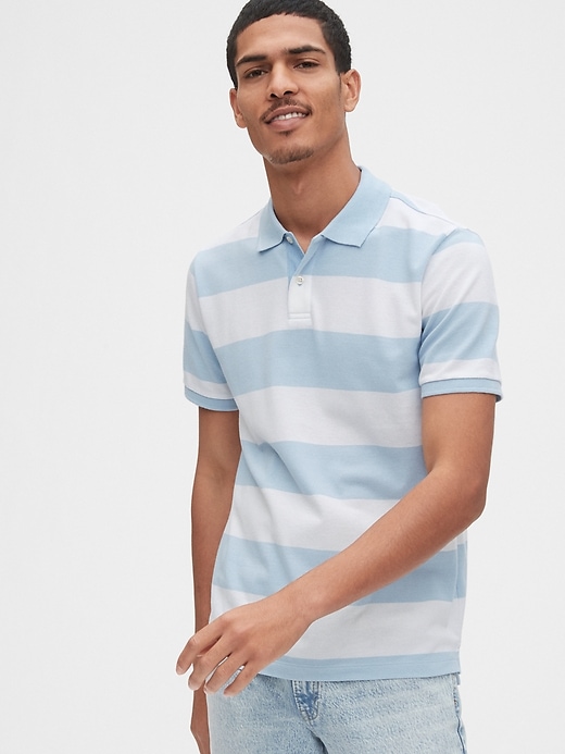 1 of 8 showing, with the color light blue shadow of product All Day Pique Polo Shirt