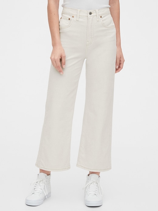 Image number 1 showing, High Rise Wide-Leg Crop Jeans