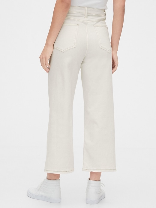 2 of 8 showing, with the color ecru of product High Rise Wide-Leg Crop Jeans