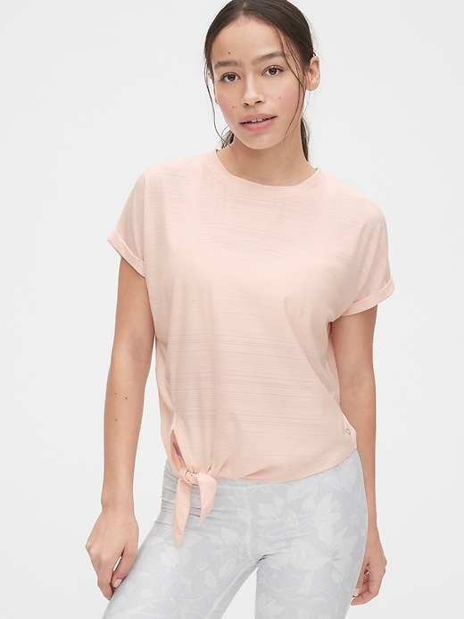 View large product image 1 of 1. GapFit Ribbed Dolman Tie-Front T-Shirt