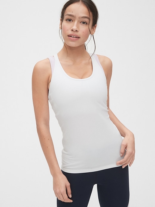 View large product image 1 of 1. GapFit Breathe Rib Shelf Tank